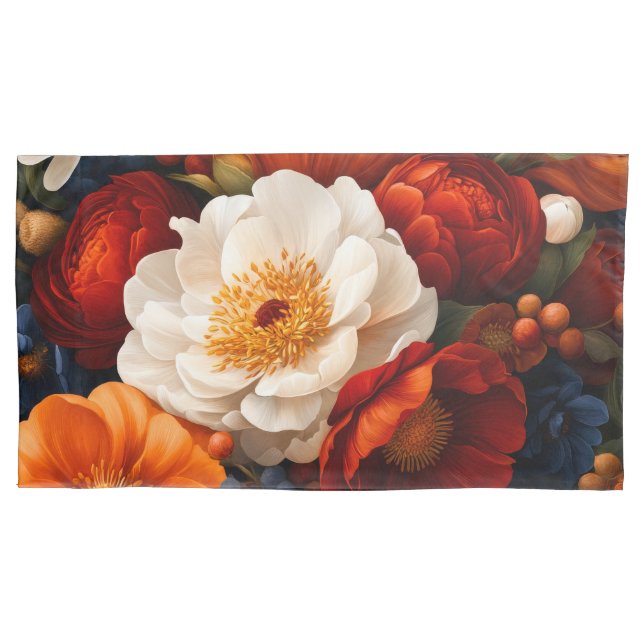 Floral Pattern Pair King Pillow Case (Front-Left)