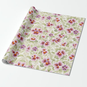 Floral Pattern Pansy Flowers Wrapping Paper