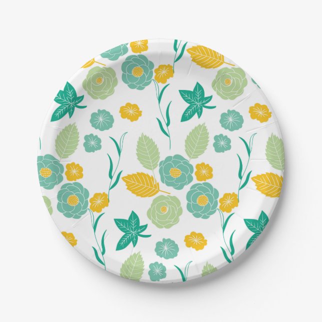 Floral pattern paper plates (Front)