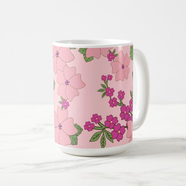 Floral pattern, pastel violet and purple, coffee mug (Front Right)