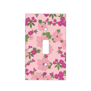 Floral pattern, pastel violet and purple, light switch cover