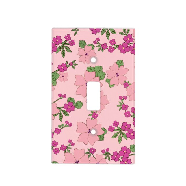 Floral pattern, pastel violet and purple, light switch cover (Front)