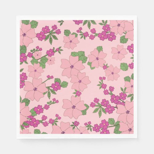Floral pattern, pastel violet and purple, napkins