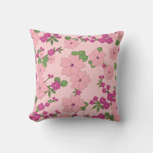 Floral pattern, pastel violet and purple, throw pillow