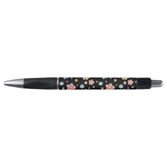 Floral Pattern Pen (Black Base) (Front)