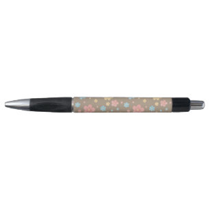 Floral Pattern Pen (Brown Base)