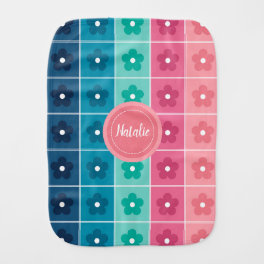Floral Pattern Personalized Girl Baby Burp Cloth