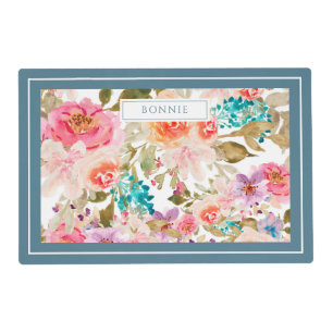 Floral Pattern Personalized Pet Placemat