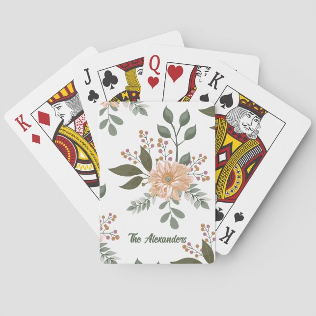 Floral Pattern - Personalized Playing Cards (Back)