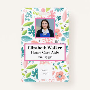 Floral Pattern Photo ID Badge