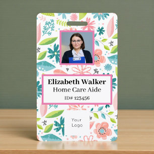 Floral Pattern Photo ID Badge