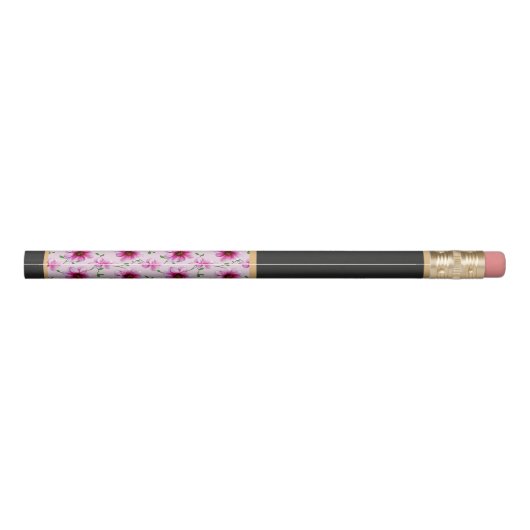Floral Pattern Pink Garden Flower with Custom Name Pencil (Back)