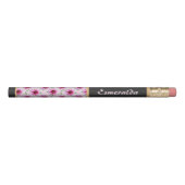 Floral Pattern Pink Garden Flower with Custom Name Pencil (Front)