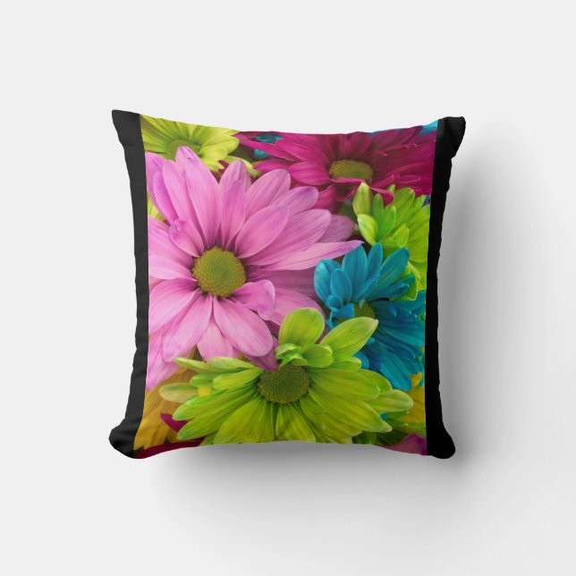 Floral pattern pink green blue  throw pillow (Front)