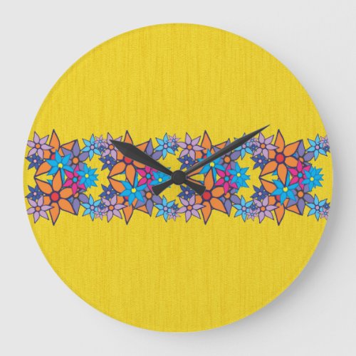 Floral Pattern Pop Art 4 Large Clock