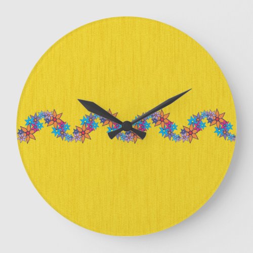 Floral Pattern Pop Art 5 Large Clock