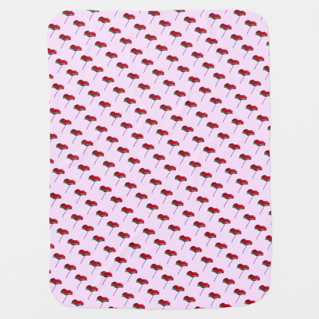 Floral pattern poppy flower receiving blanket (Front)