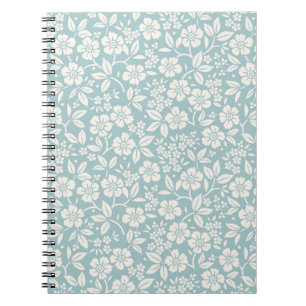Floral pattern. Pretty flowers on gray blue backgr Notebook