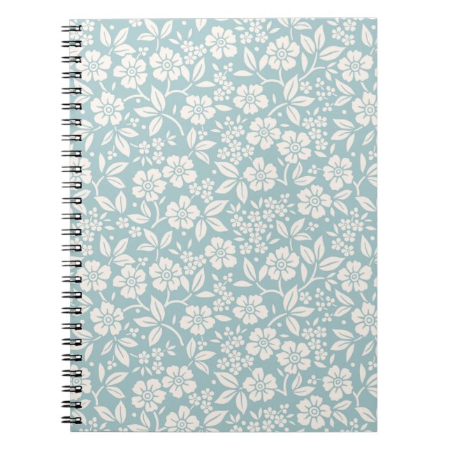 Floral pattern. Pretty flowers on gray blue backgr Notebook (Front)