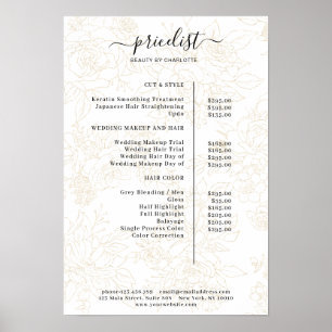 Floral Pattern Price List Poster