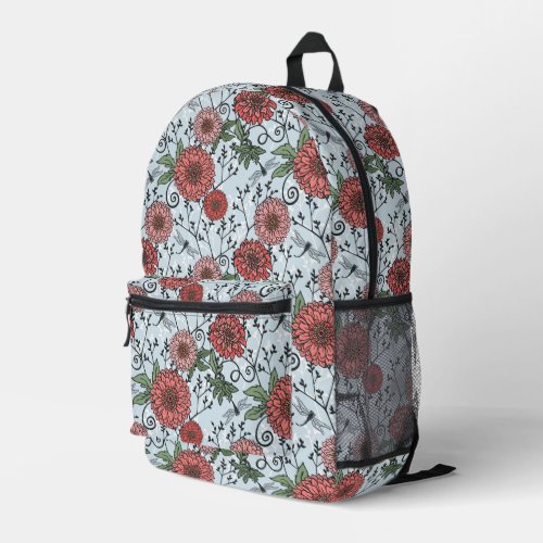 Floral pattern printed backpack