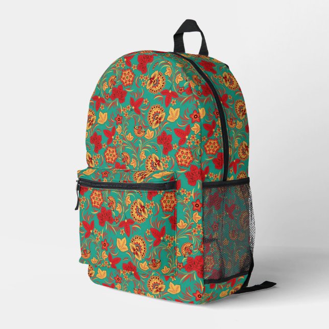 Floral pattern printed backpack (Back Corner Right)