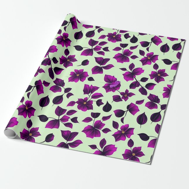 Floral Pattern Pua Melia Flowers Wrapping Paper (Unrolled)