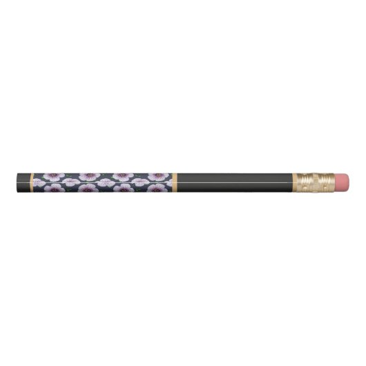 Floral Pattern Purple Flowers with Custom Name Pencil (Back)