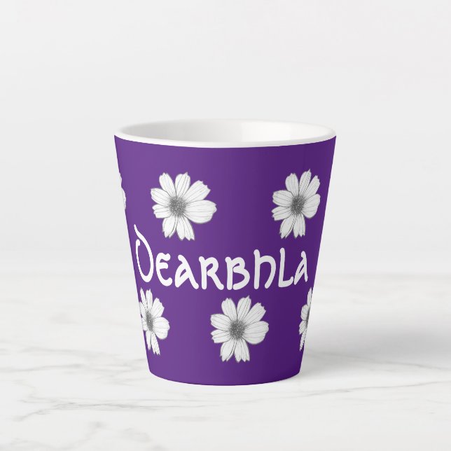 Floral pattern purple latte mug (Front)