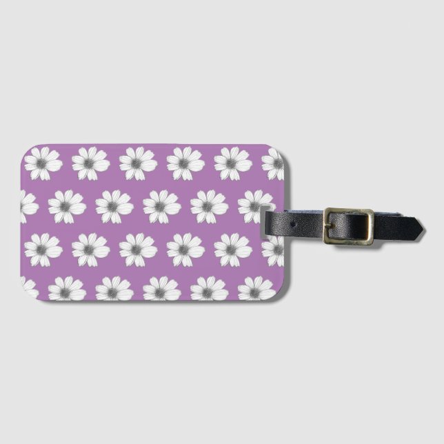 Floral pattern purple luggage tag (Front Horizontal)