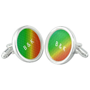 Floral Pattern Rainbow Autumn Wedding Cufflinks