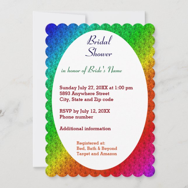 Floral Pattern Rainbow Autumn Wedding Invitation (Front)