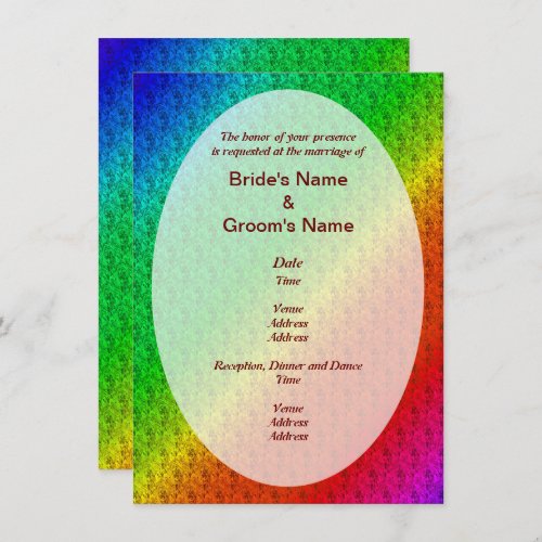 Floral Pattern Rainbow Autumn Wedding Invitation