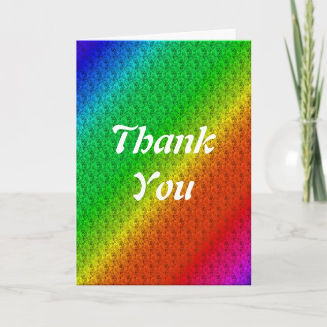 Floral Pattern Rainbow Autumn Wedding Letterpress Thank You Card (Front)