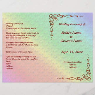 Floral Pattern Rainbow Autumn Wedding Program