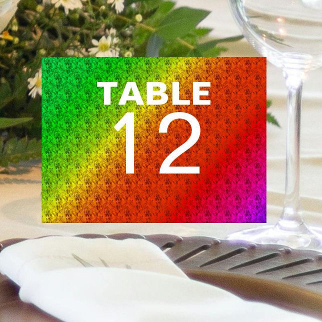 Floral Pattern Rainbow Autumn Wedding Table Number (Floral Pattern Rainbow Autumn Wedding Table Number)