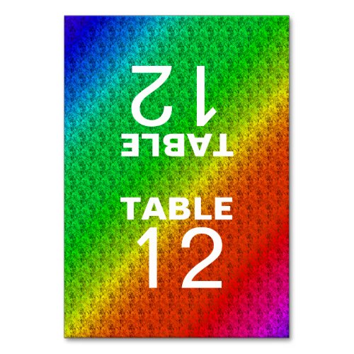 Floral Pattern Rainbow Autumn Wedding Table Number