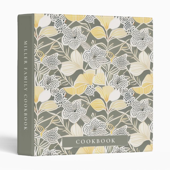 Floral Pattern Recipe Binder Organizer (Front/Spine)