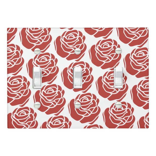 Floral Pattern - Red Roses - Single Toggle Light Switch Cover (In Situ)
