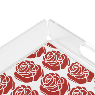 Floral Pattern - Red Roses - Vanity Tray