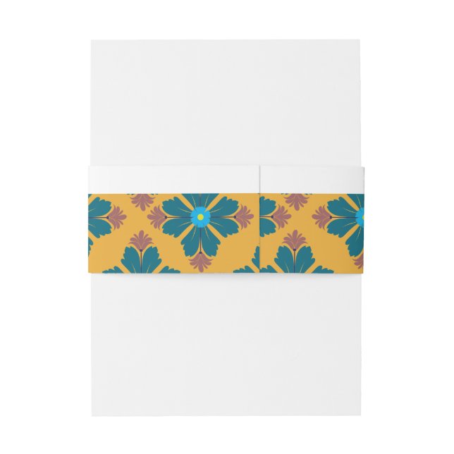 Floral Pattern Ribbon Invitation Belly Band (Back Example)