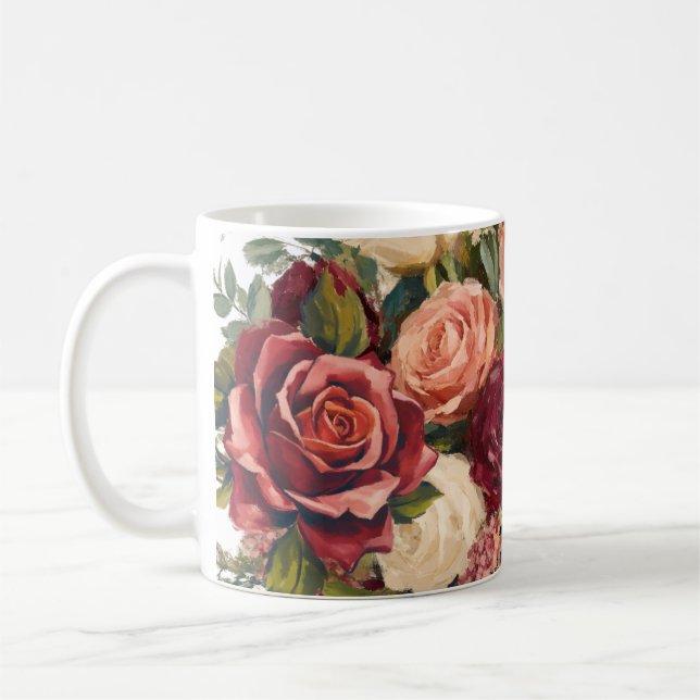 floral pattern roses coffee mug (Left)