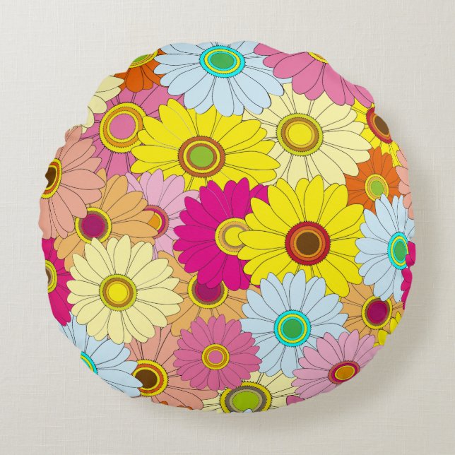 floral pattern round pillow (Front)