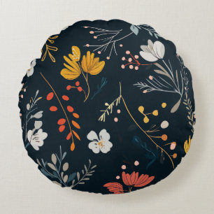 Floral Pattern Round Pillow