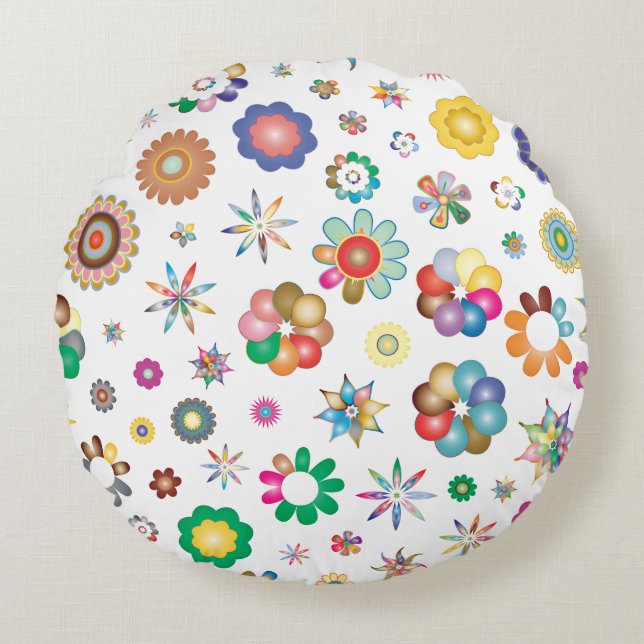 Floral Pattern Round Pillow (Front)