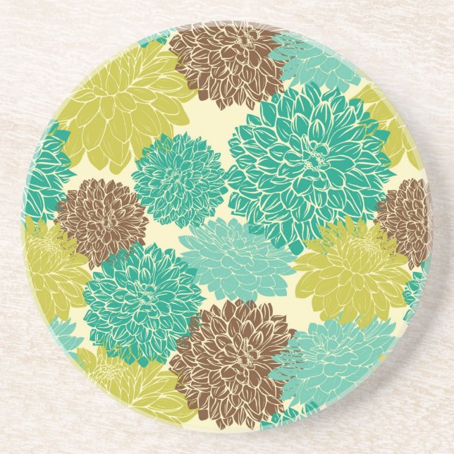 Floral Pattern Sandstone Coaster (Front)