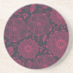 Floral Pattern Sandstone Coaster