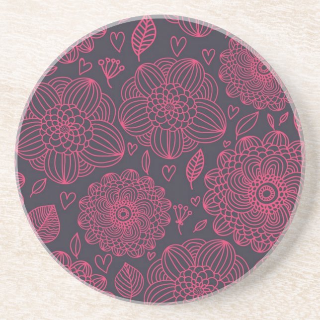 Floral Pattern Sandstone Coaster (Front)
