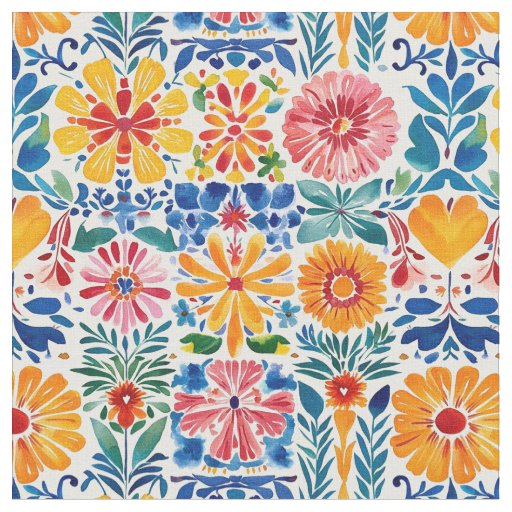 Floral Pattern-Seamless Mexican Papel Picado Fabric