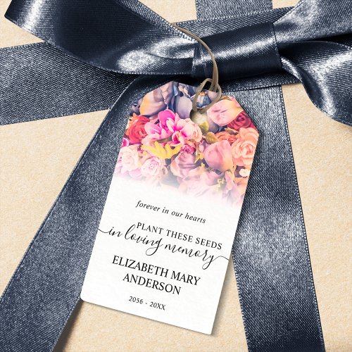Floral Pattern Seed Packet Memorial Funeral  Gift Tags
